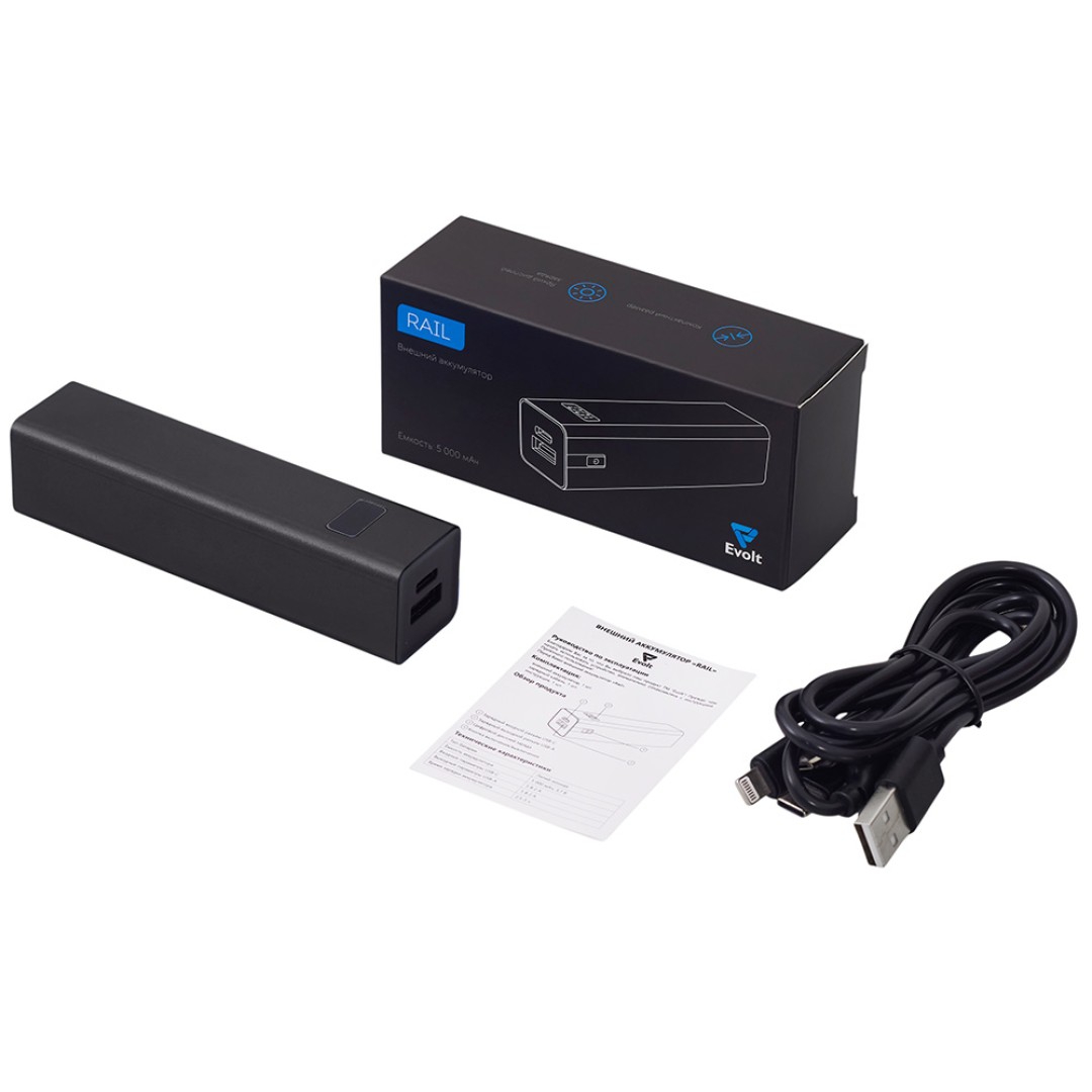 Внешний аккумулятор «Rail», 5000 mAh, черный