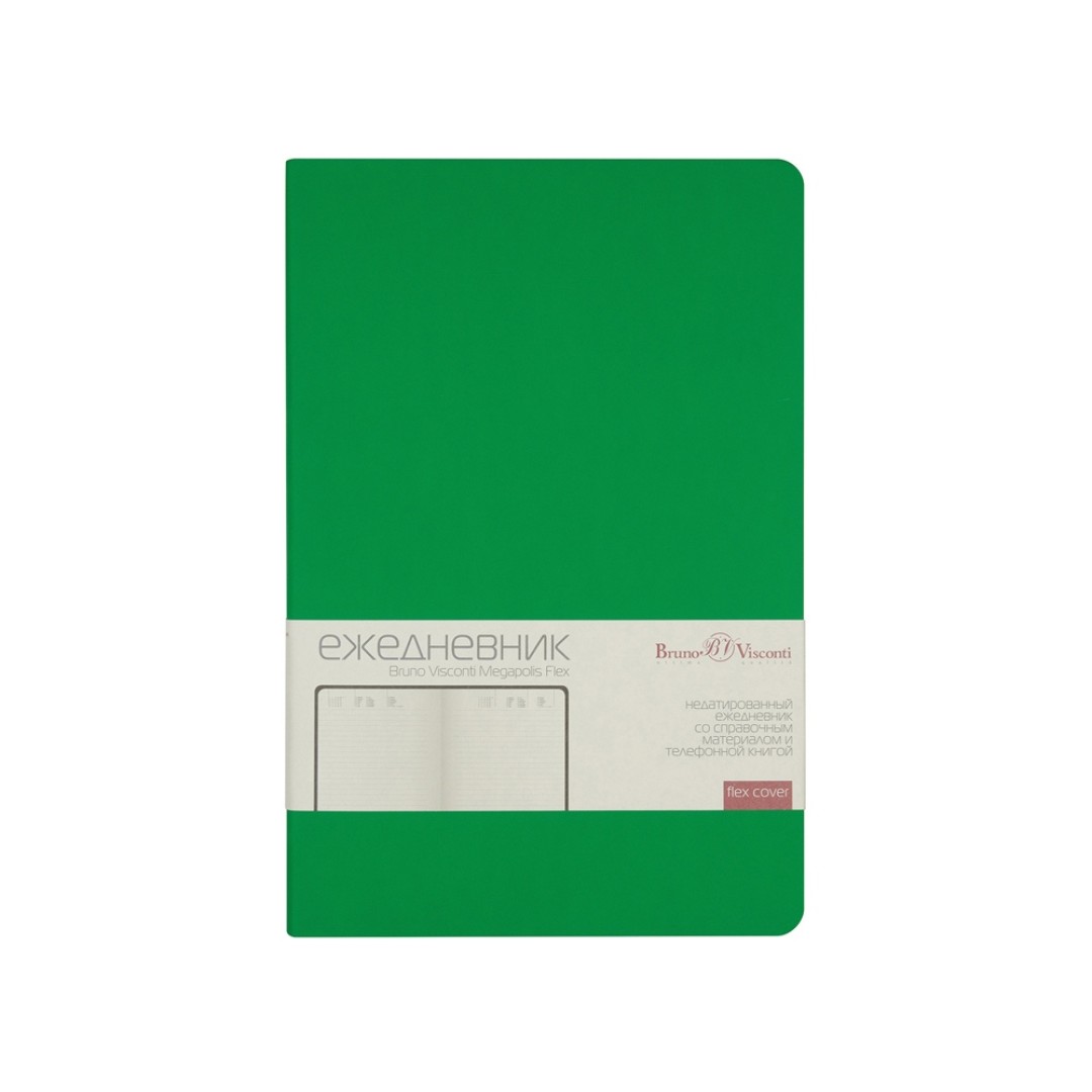 Ежедневник А5 недатированный «Megapolis Velvet Flex», зеленый флуор