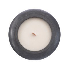 Круглая свечка в бетоне, фитиль дерево, oud wood