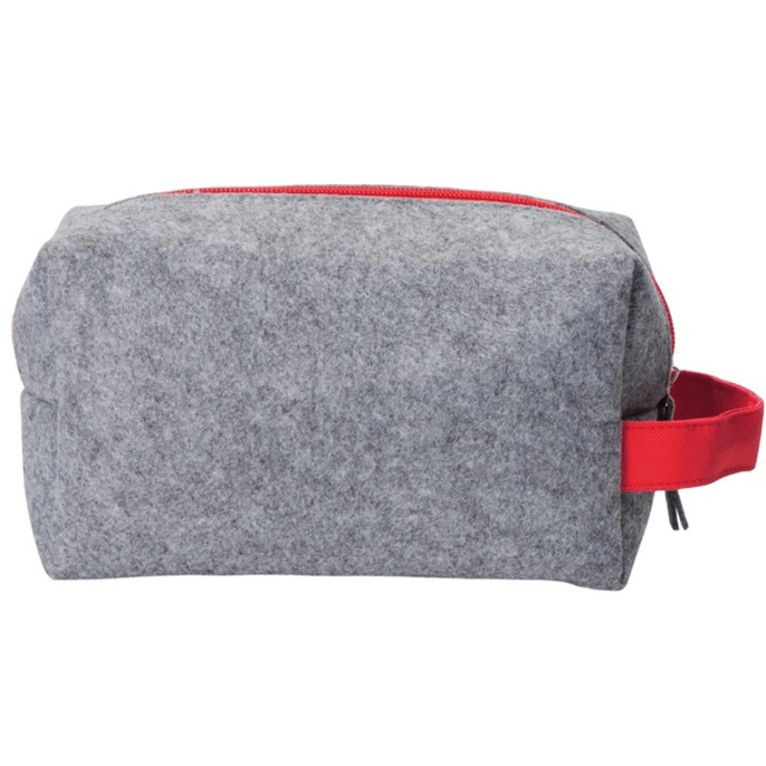 Органайзер для электроники и проводов "Felt" из RPET-фетра с ручкой, серый с красным