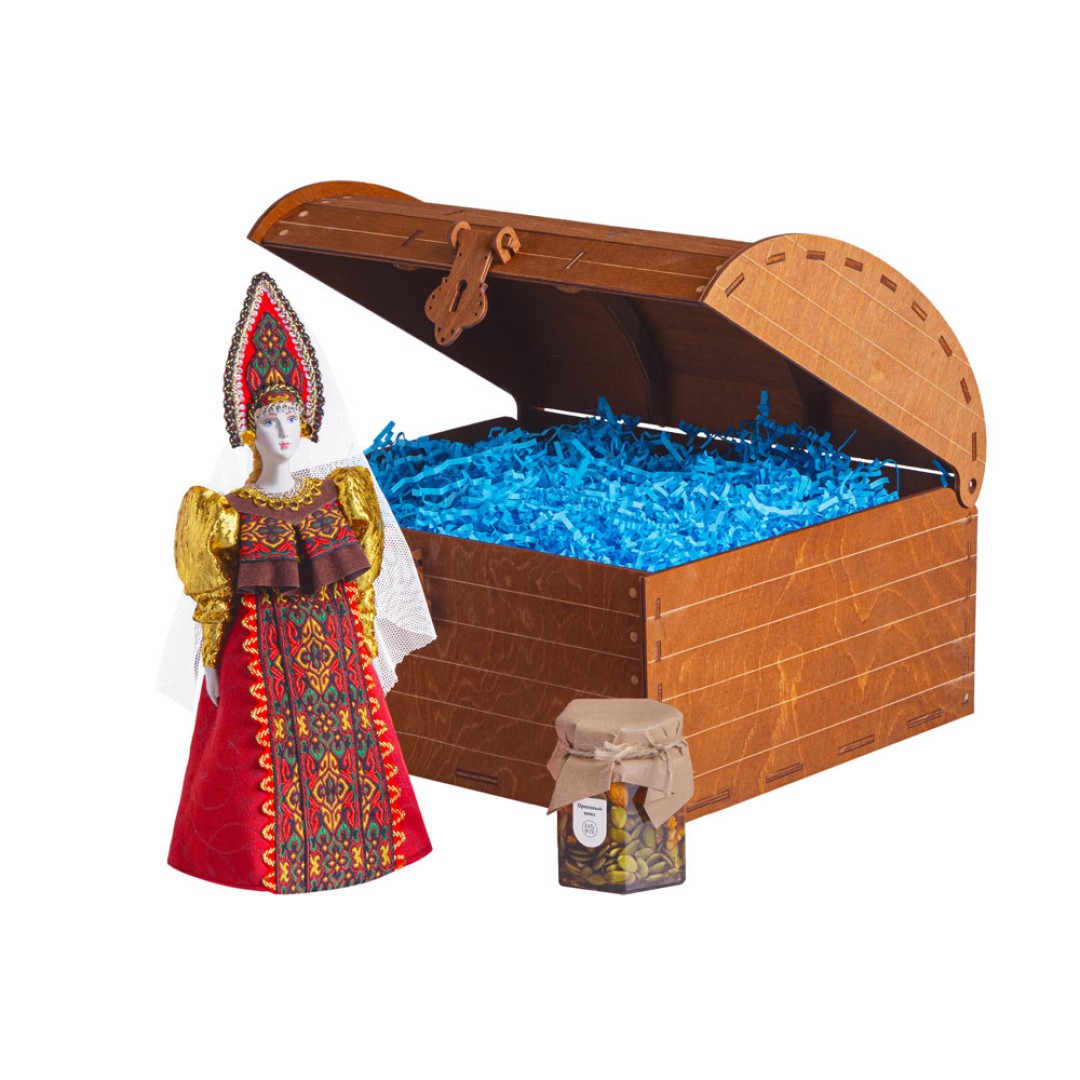 Подарочный набор: кукла фарфоровая, мед, красный