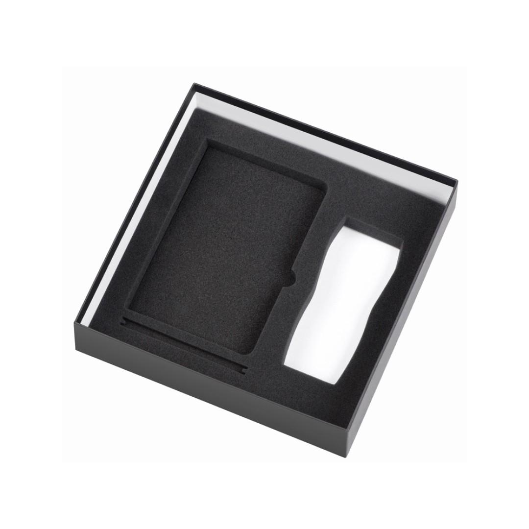 Подарочный набор с блокнотом С2, металлической ручкой и термокружкой, серый