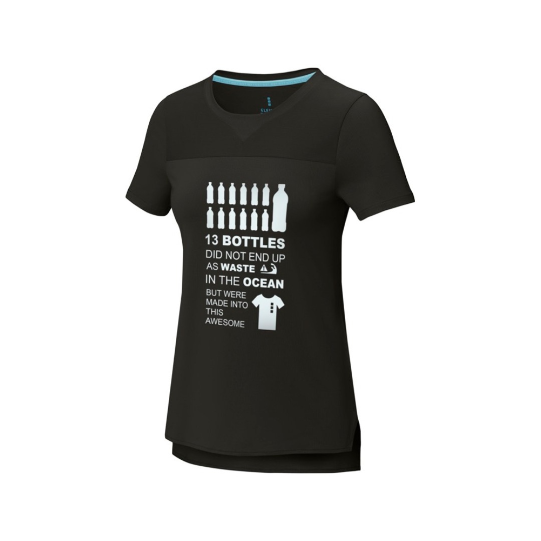 Borax Женская футболка с короткими рукавами из переработанного полиэстера согласно стандарту GRS с отличным кроем - сплошной черный