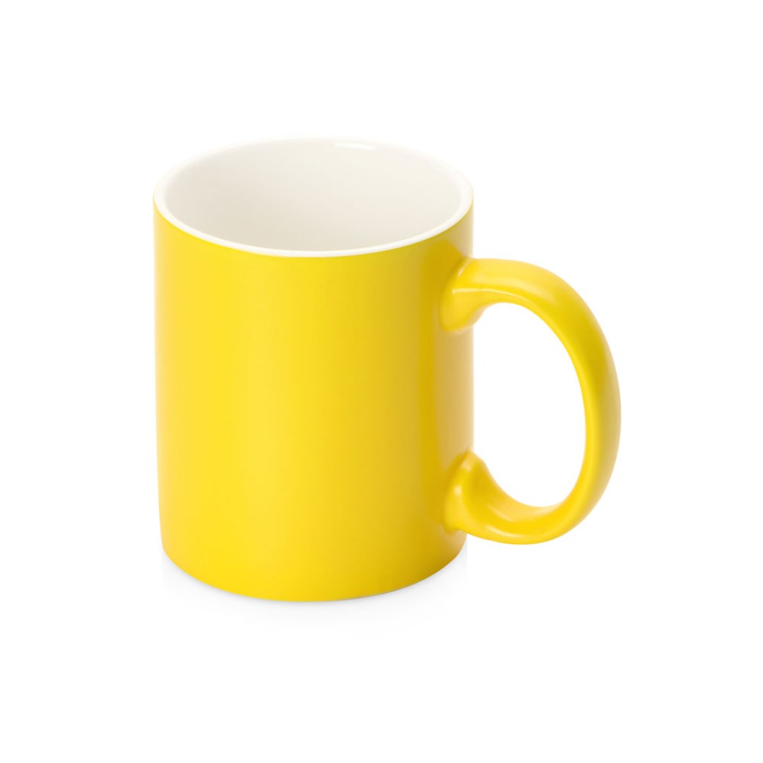 Матовая кружка Марко базовой формы, цветная снаружи, белая внутри, желтый
