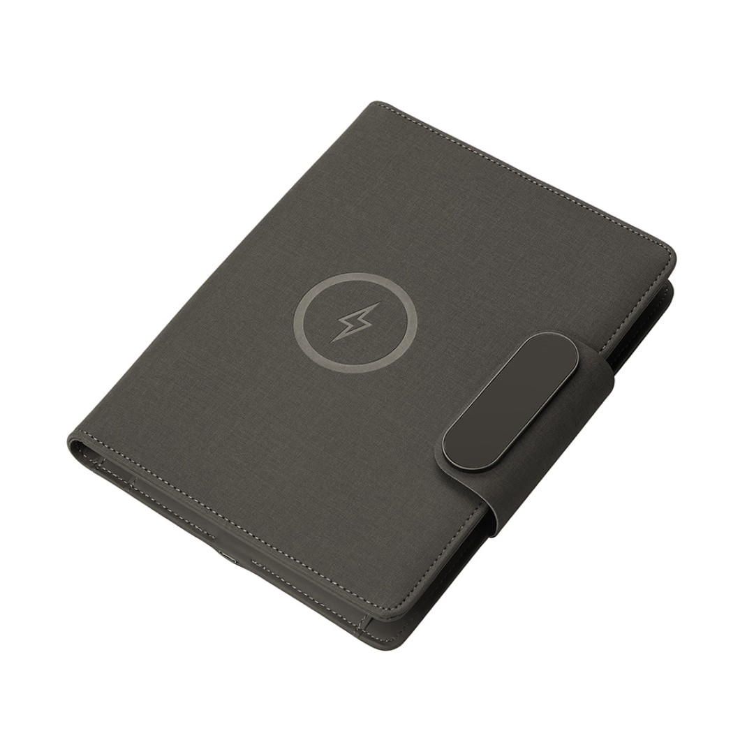 Подарочный набор металлическая ручка и блокнот А5 "Twilight"  со светящимся логотипом и пауэрбэнком