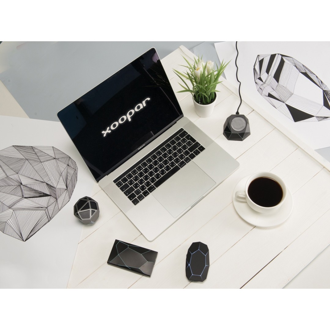 Док-станция «Geo Dock» с быстрой беспроводной зарядкой, черный с белой подсветкой. XOOPAR