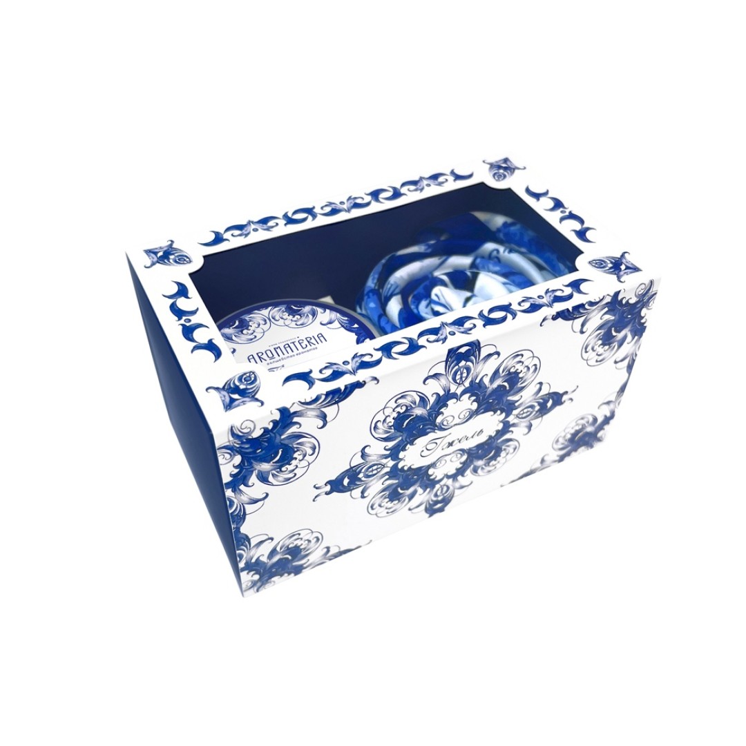 Набор: платок «Гжель» и свеча «Птица счастья»