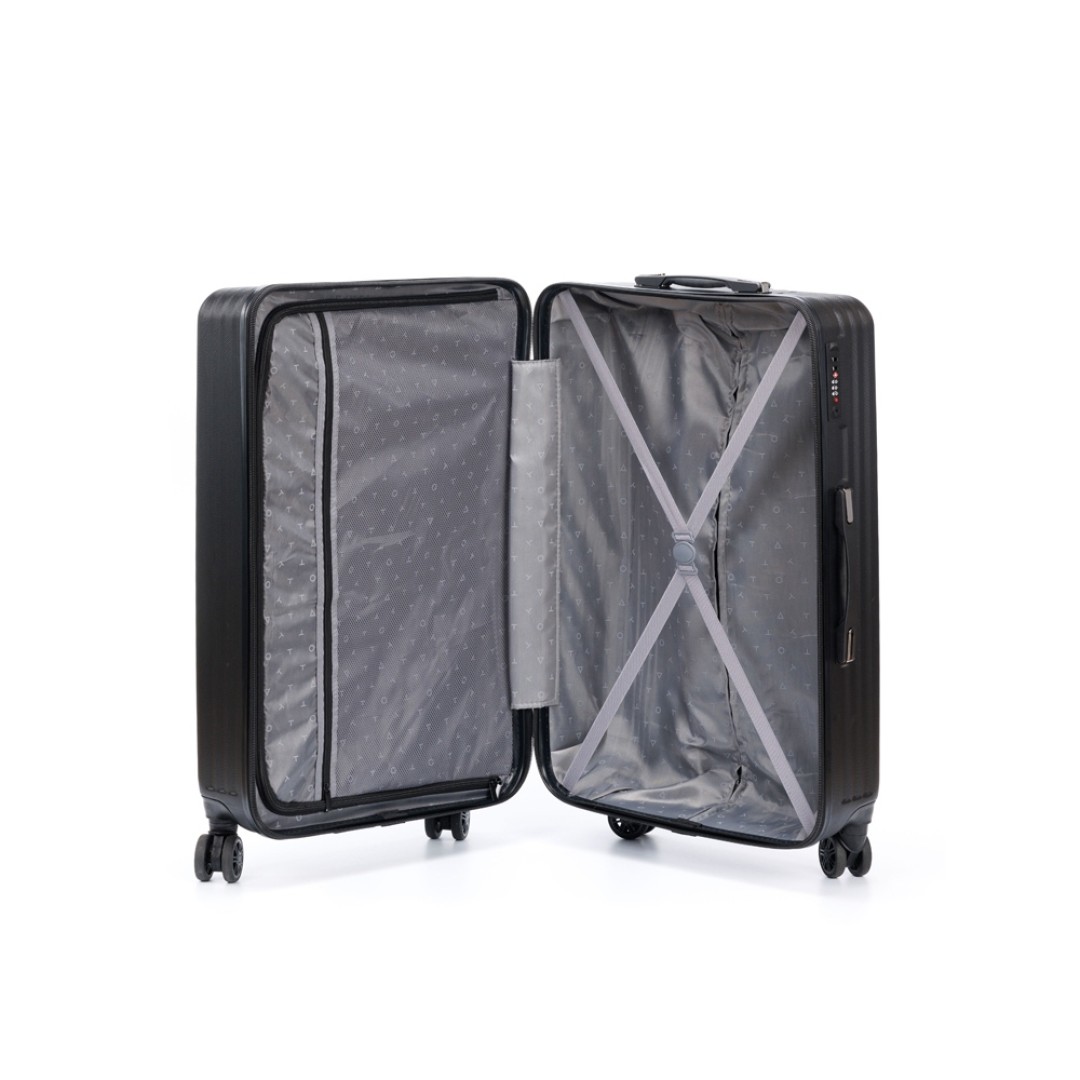 Чемодан TORBER Lama, чёрный, ABS-пластик, 49 х 29,5 х 77 см, 92 л