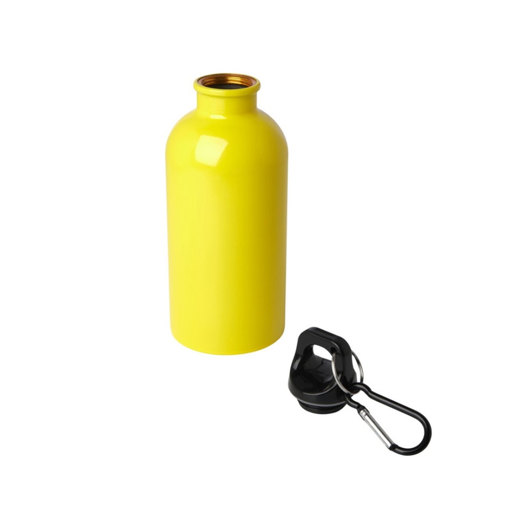 Одностенная бутылка для воды с карабином Oregon, изготовленная из нержавеющей стали, сертифицированной по стандарту RCS, объемом 400 мл - Желтый