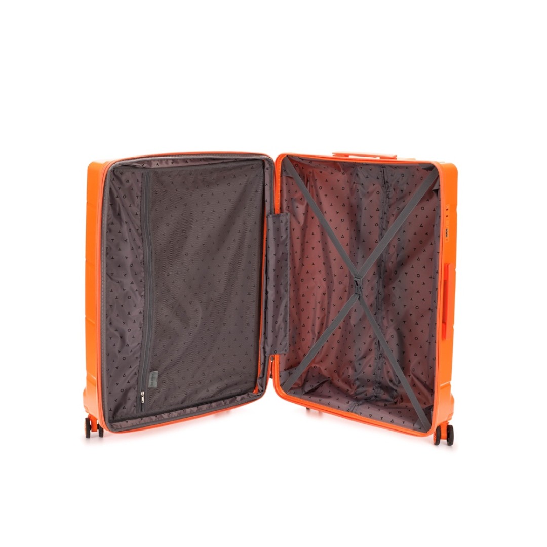 Чемодан TORBER В Отпуск, оранжевый, полипропилен, 54,5 х 33,5 х 79 см, 135 л