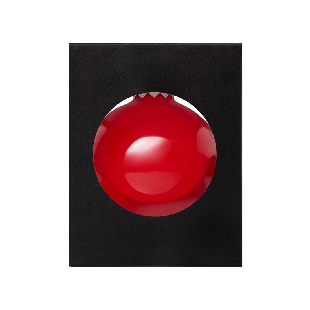 Стеклянный елочный шар "Frozi", красный прозрачный, с серебристым колпачком