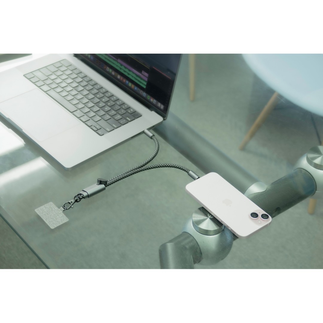 Ремешок-держатель для телефона с зарядным кабелем USB-C - USB-C «Lany Wristband Charge Eco», серый