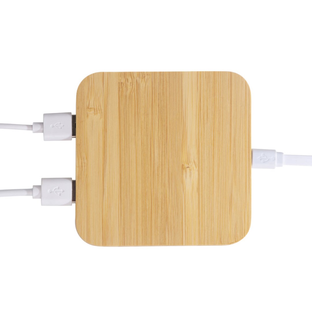 USB-хаб с беспроводной зарядкой из бамбука Plato