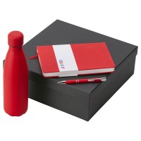 Подарочный набор с блокнотом С2, металлической ручкой и термобутылкой, красный
