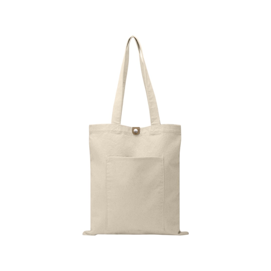 Сумка Clip из хлопка 340 г/м2 с застежкой из экокожи, натуральный