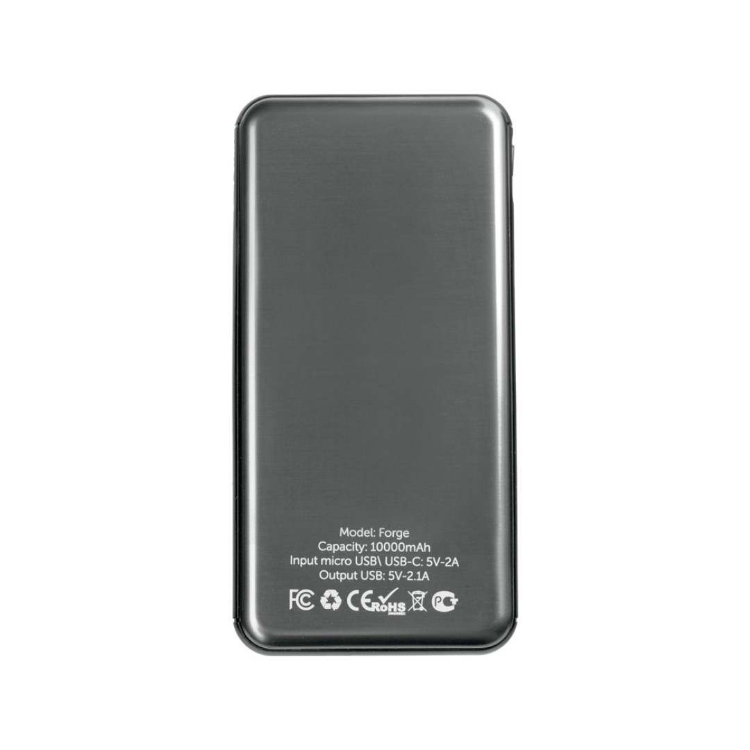 Внешний аккумулятор «Forge» v.2, металл, 10000mah, серый
