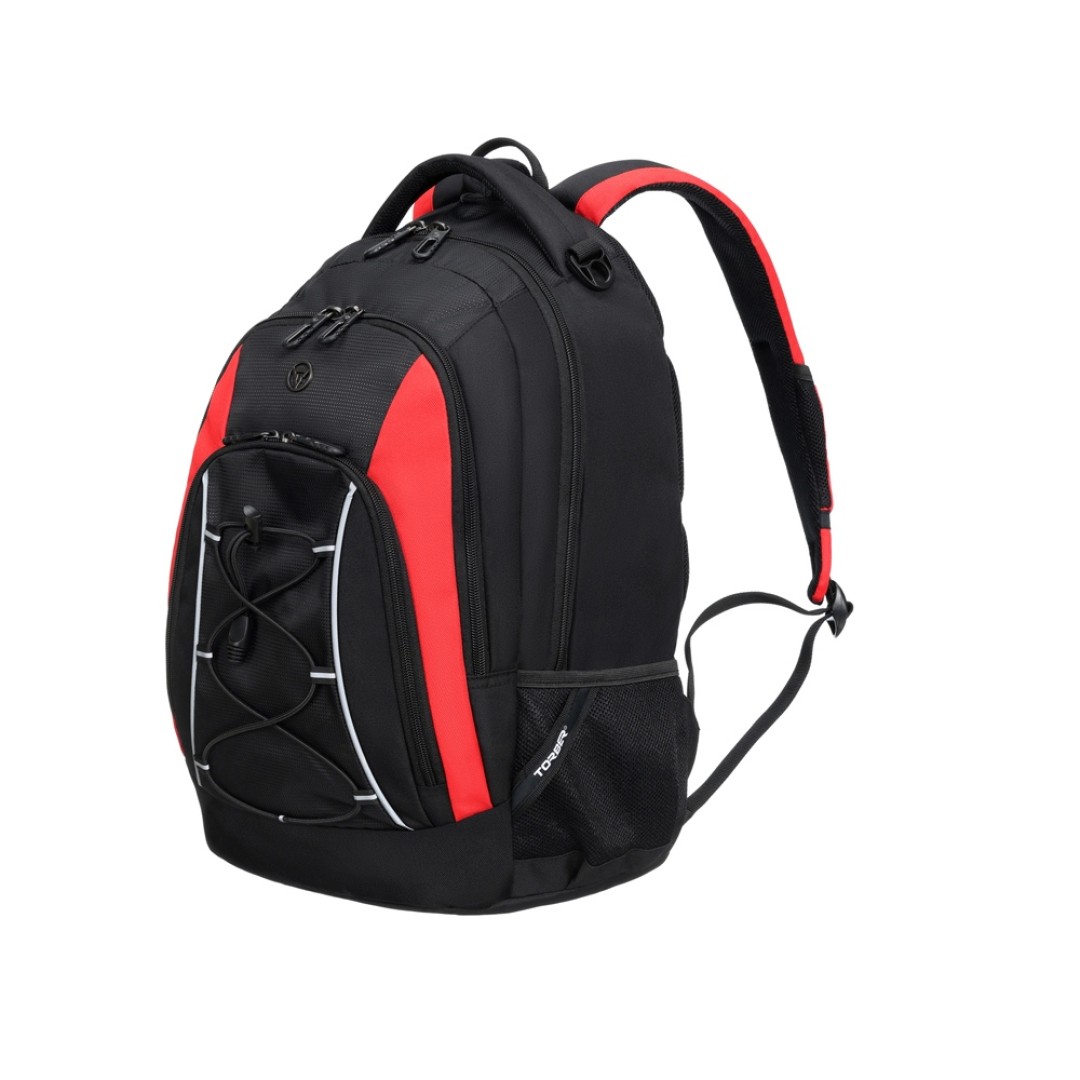 Рюкзак TORBER ROCKIT с отделением для ноутбука 15", черный/красный, полиэстер, 33х19х45 см, 28 л