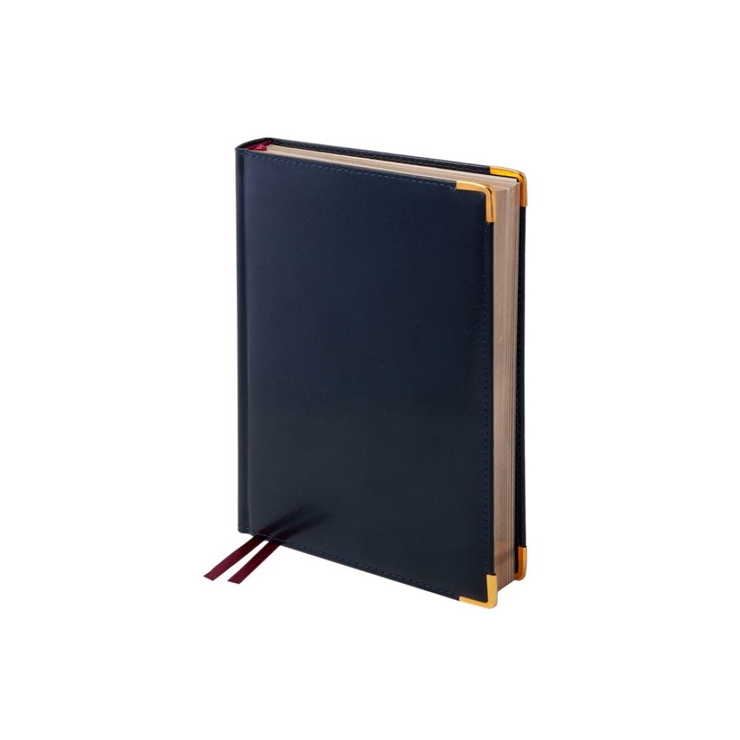 Ежедневник А5 полудатированный «Imperium», синий (уголки и срез золото)