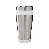 Термостакан Elwood из переработанной нержавеющей стали, 410 мл - Серебристый/Белый