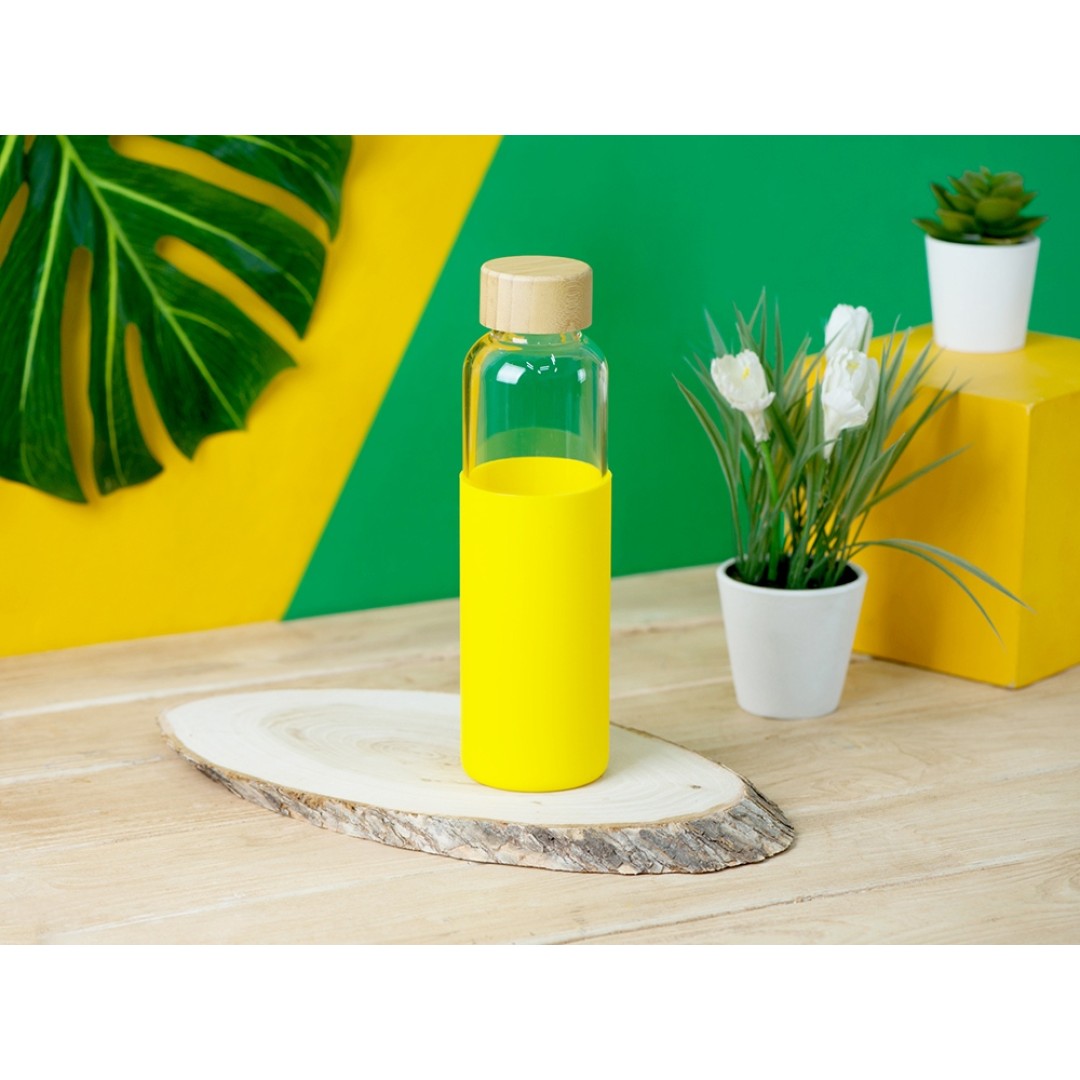 Бутылка для воды стеклянная "Refine", в чехле, 550 мл, желтый