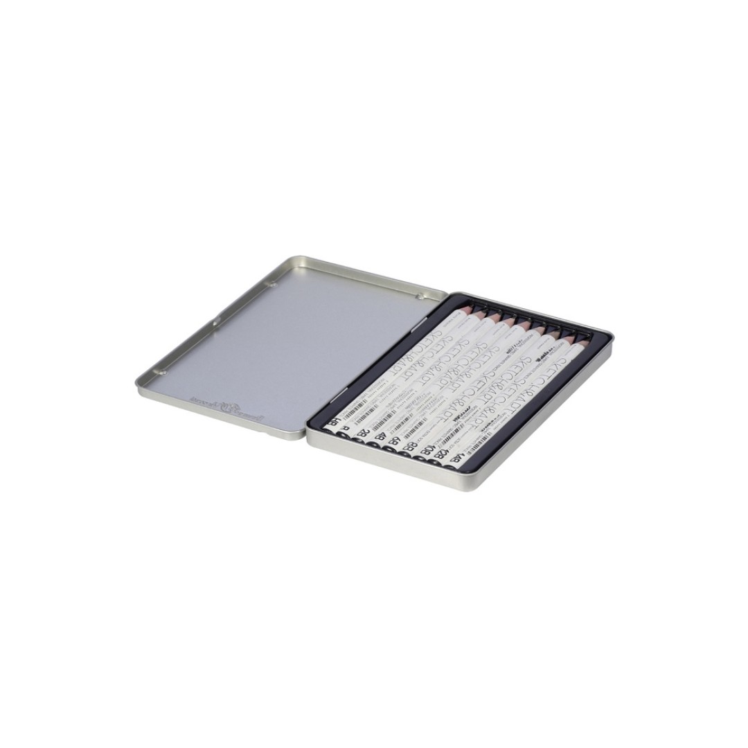 Набор чернографитовых карандашей  "Sketch & Art"  утолщенные,9 шт. hb-14b,  металлическая коробка с ложементом