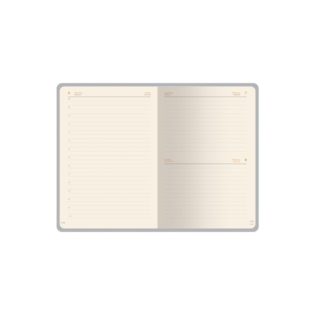 Ежедневник А5 датированный "Boston" 2026, серый с салатовым обрезом