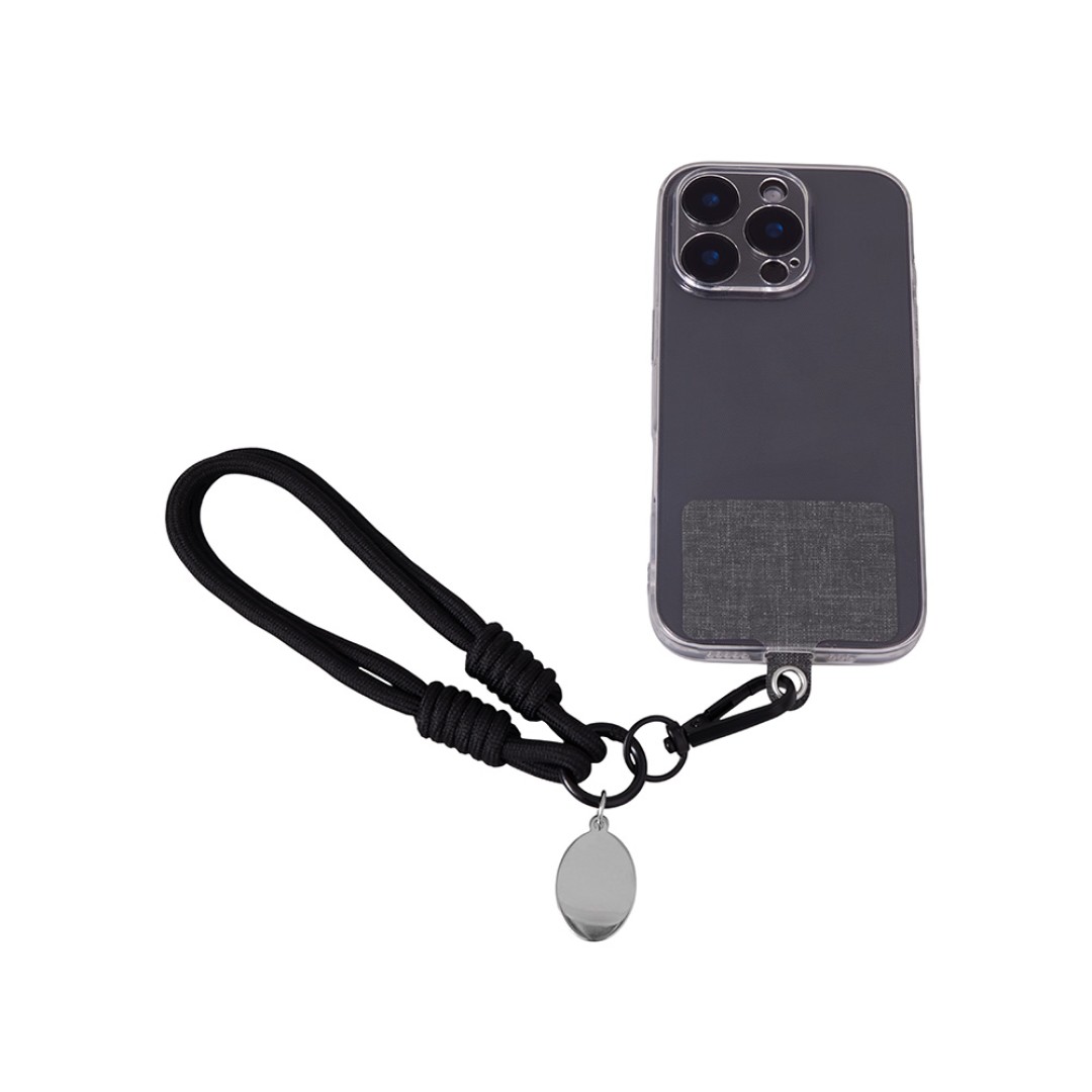 Брелок-браслет "Bohemian" c тканевым держателем для телефона, черный