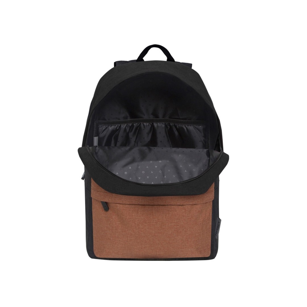 Рюкзак TORBER GRAFFI, черный с карманом коричневого цвета, полиэстер меланж, 42 х 29 x 19 см