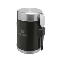 Банка для еды объемом 400 мл с ложкой-вилкой Stanley Legendary - черный матовый