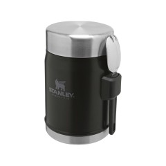 Банка для еды объемом 400 мл с ложкой-вилкой Stanley Legendary - черный матовый