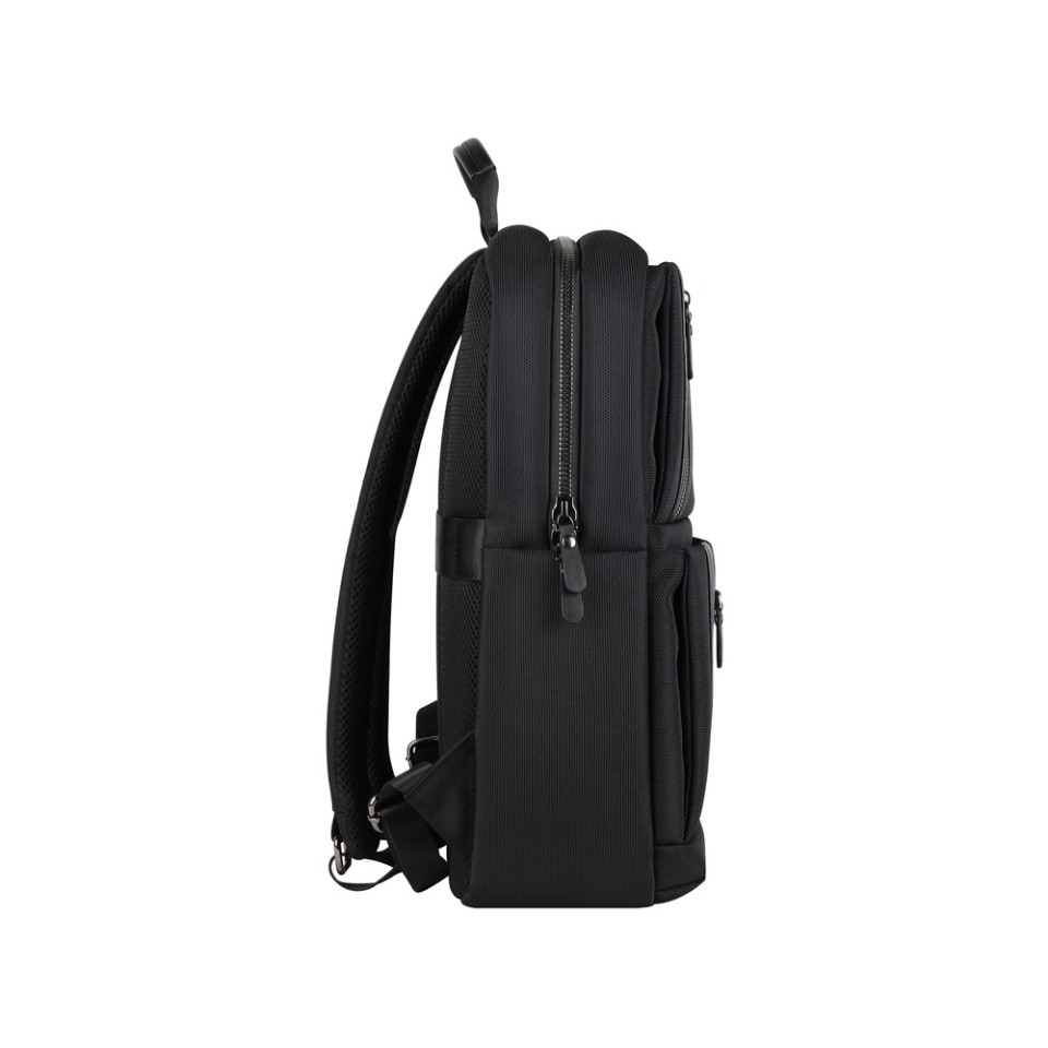 Рюкзак мужской BUGATTI Nero 16'', чёрный, нейлон 1680D/кожа, 29,5х14х44 см