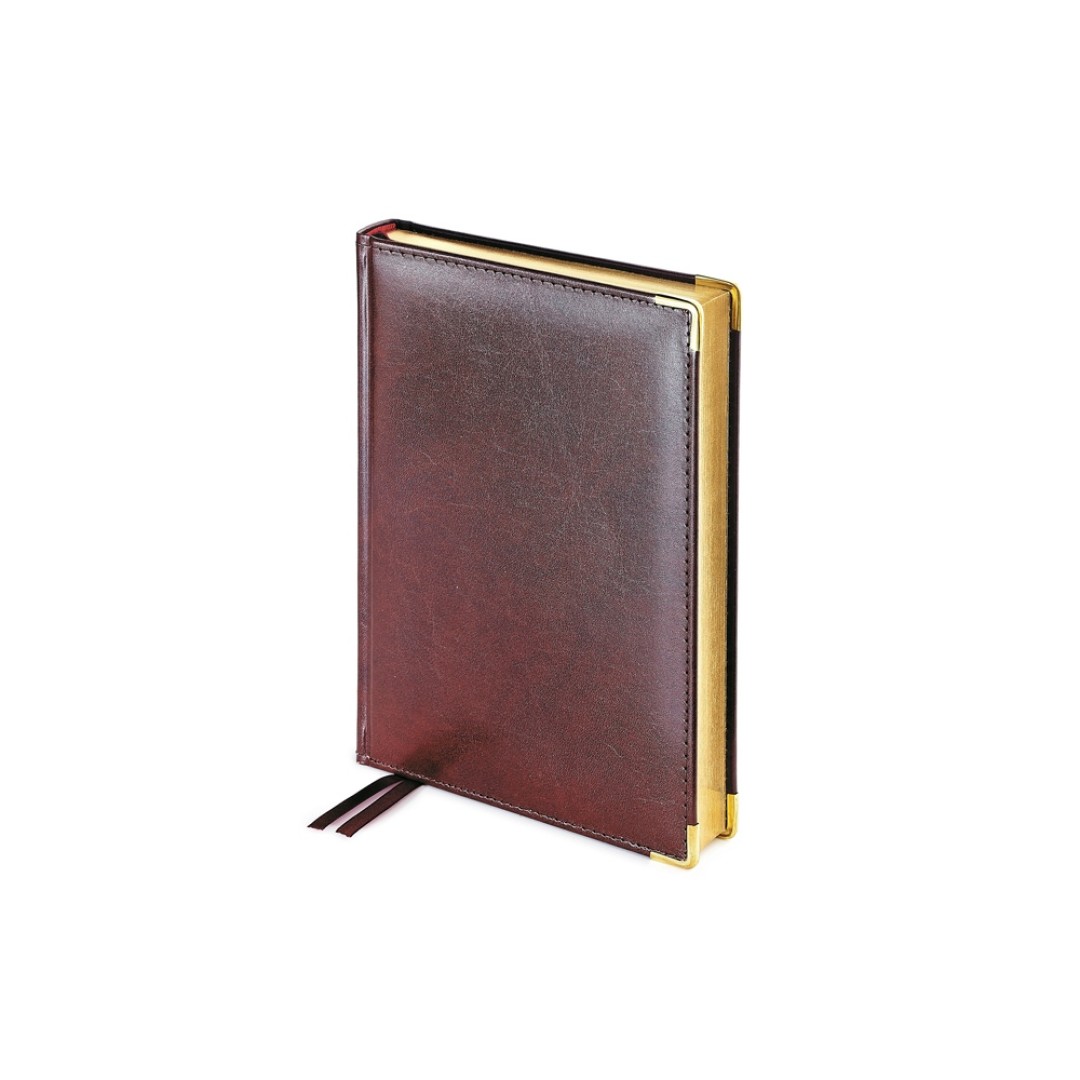 Ежедневник А5 полудатированный «Imperium», коричневый (уголки и срез золото) (Р)
