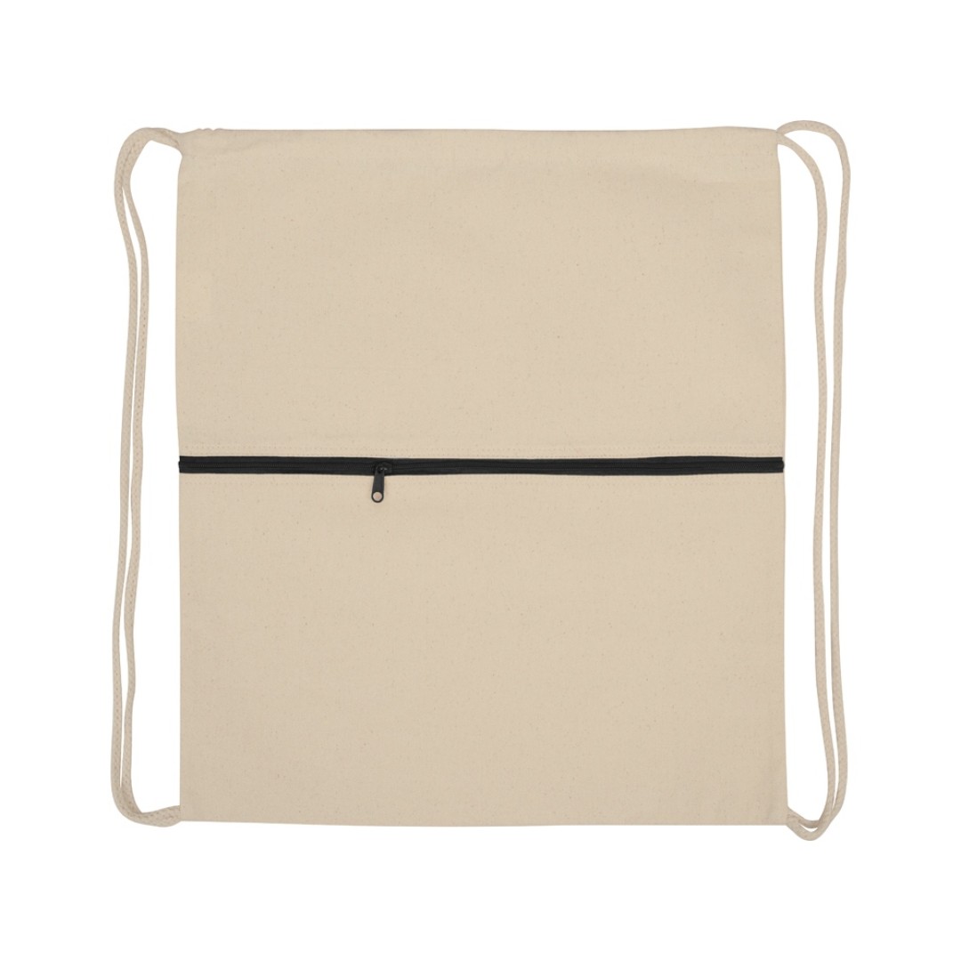 Рюкзак-мешок хлопковый Lark с цветной молнией, натуральный/черный