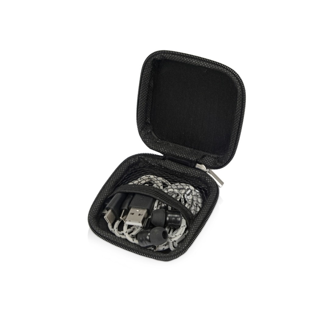 Набор с наушниками и зарядным кабелем 3-в-1 "In motion", серый