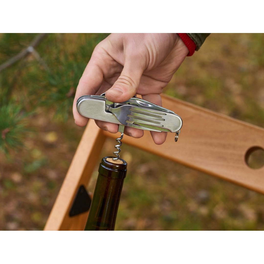 Нож перочинный Stinger, 109 мм, 8 функций, материал рукояти: нержавеющая сталь (серебристый)