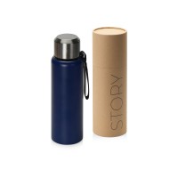 Вакуумный термос "Story" c покрытием powder, тубус, темно-синий