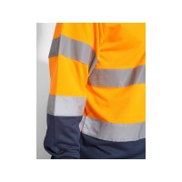 Поло "Polaris" мужское c длинным рукавом, нэйви/неоновый оранжевый