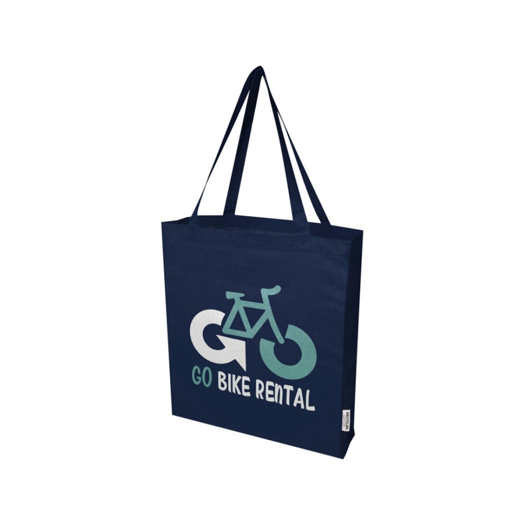 Madras эко- сумка с ластовицей из переработанного хлопка, сертифицированного согласно GRS, плотностью 140 г/м2 - Темно - синий