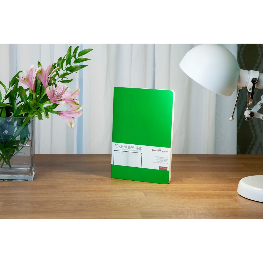 Ежедневник А5 недатированный «Megapolis Velvet Flex», зеленый флуор