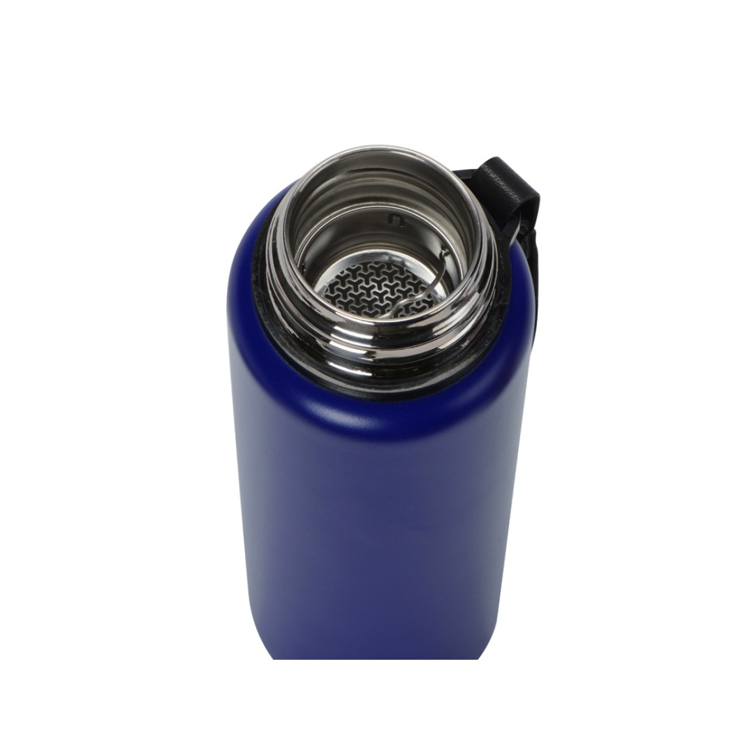 Вакуумный термос "Story" c покрытием powder, тубус, синий
