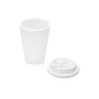 Пластиковый стакан Take away с двойными стенками и крышкой с силиконовым клапаном, 350 мл, белый