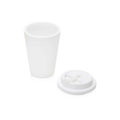 Пластиковый стакан Take away с двойными стенками и крышкой с силиконовым клапаном, 350 мл, белый
