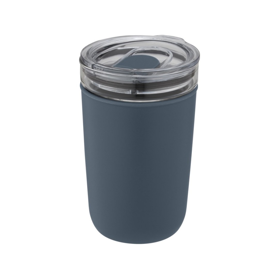 Bello, стеклянная кружка объемом 420 мл с внешней стенкой из переработанного пластика, синий