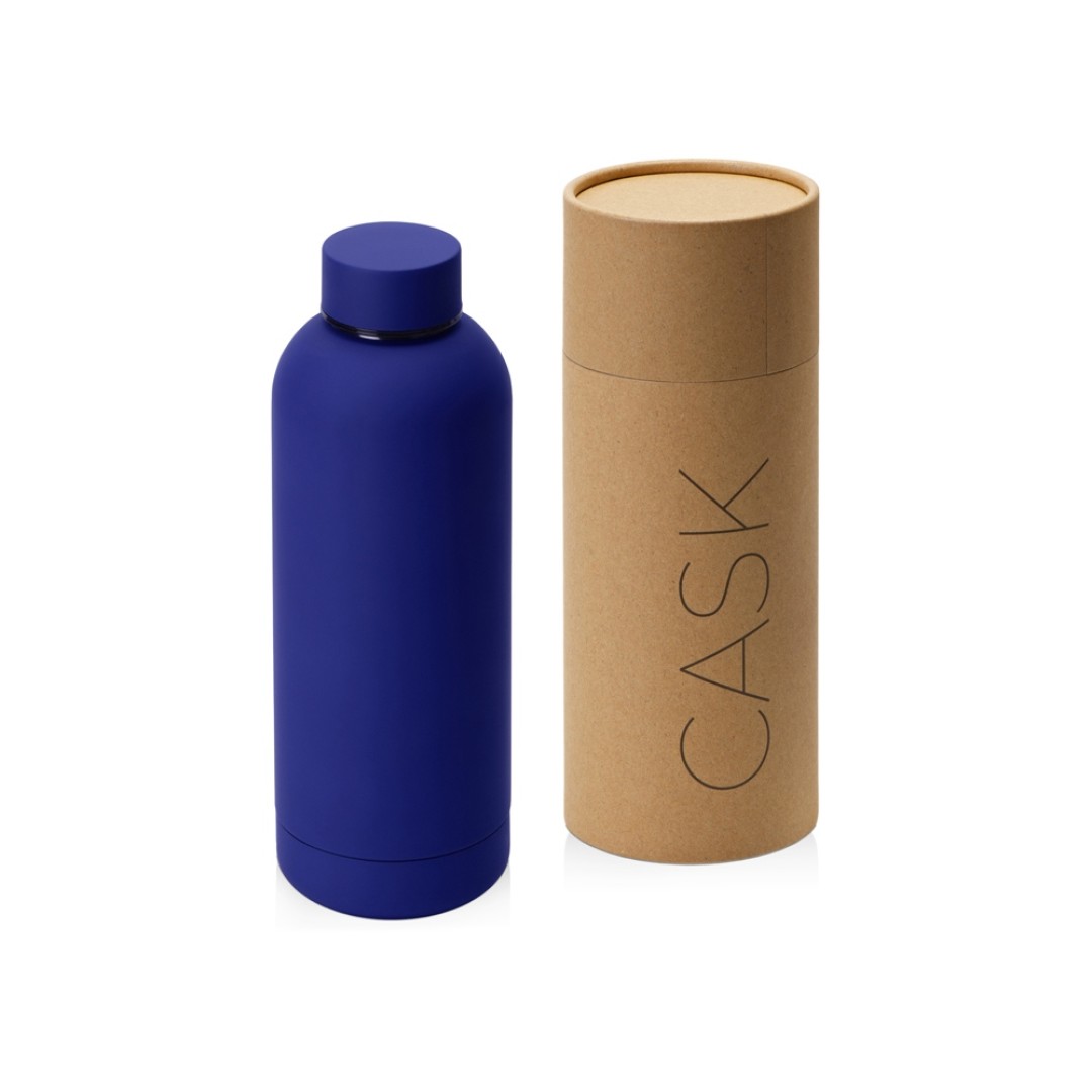 Вакуумная термобутылка "Cask" Waterline, soft touch, 500 мл, тубус, синий