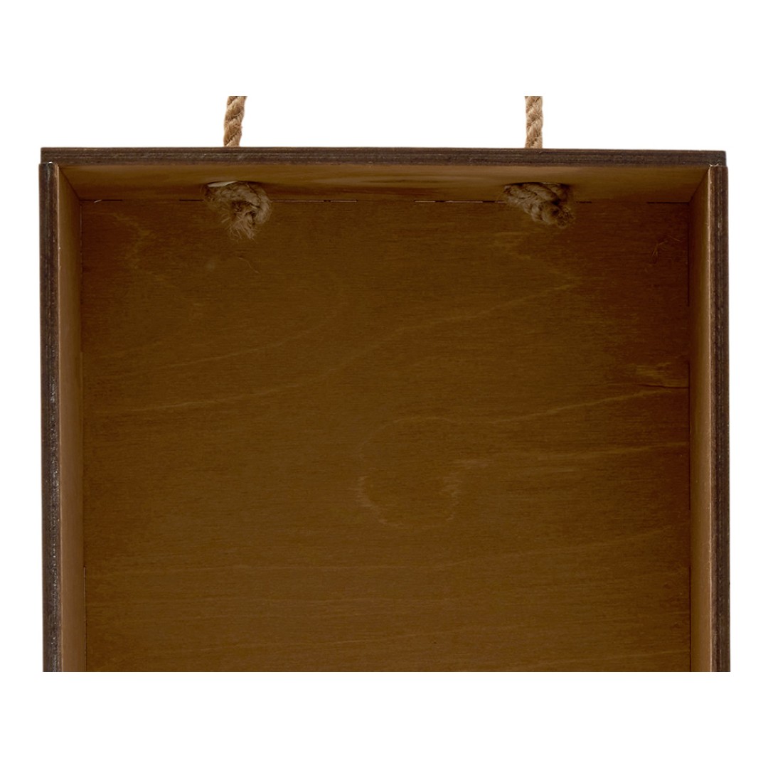 Подарочная коробка из фанеры Constellation 330х220х100 мм, фанера 6 мм, крышка на выдвижных пазах черная ЛХДФ 3 мм, бечевка