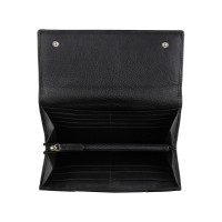 Кошелёк женский BUGATTI Lady Top, чёрный, натуральная воловья кожа, 20х2,5х10,5 см