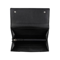 Кошелёк женский BUGATTI Lady Top, чёрный, натуральная воловья кожа, 20х2,5х10,5 см