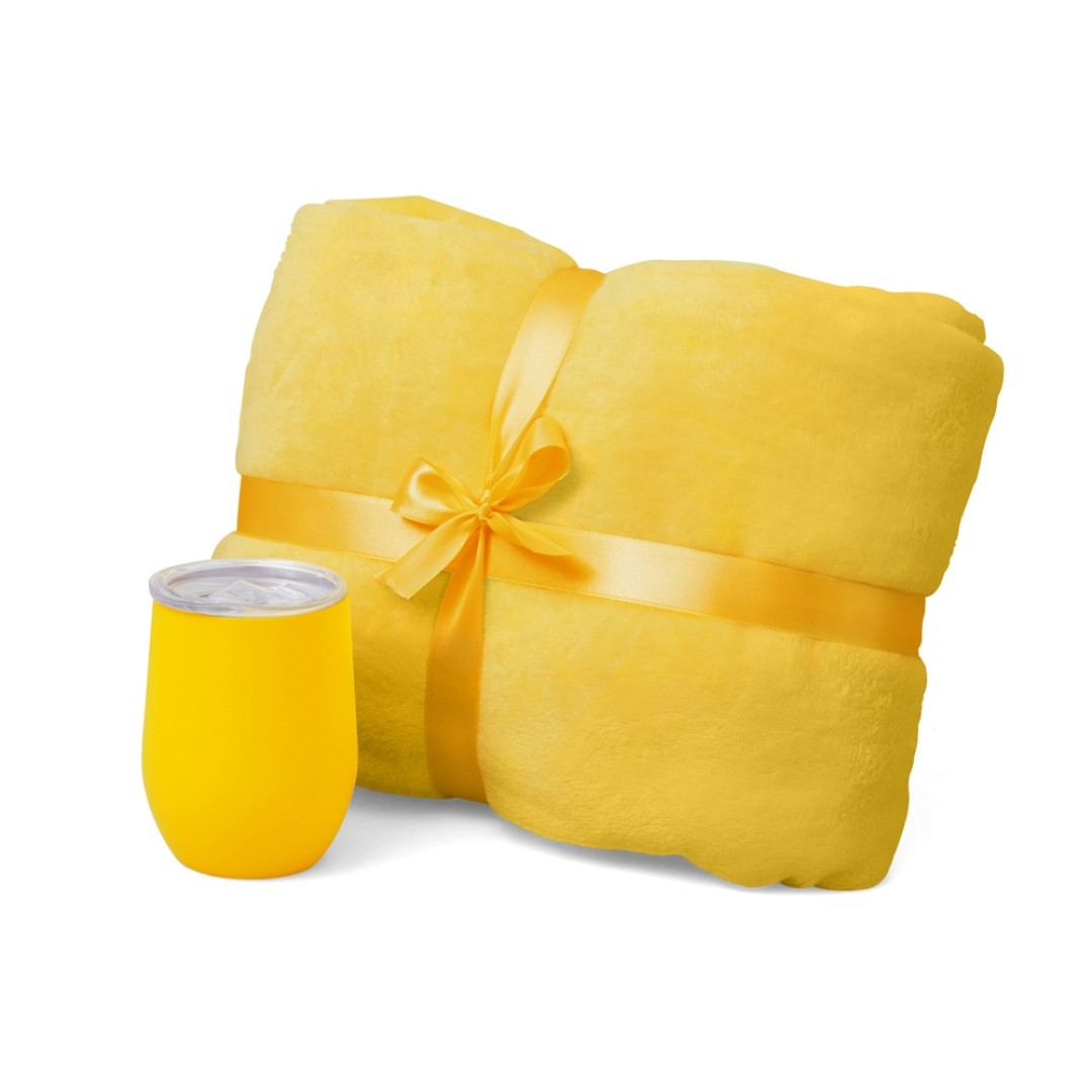 Подарочный набор «Dreamy hygge» 2.0 с пледом и термокружкой, желтый