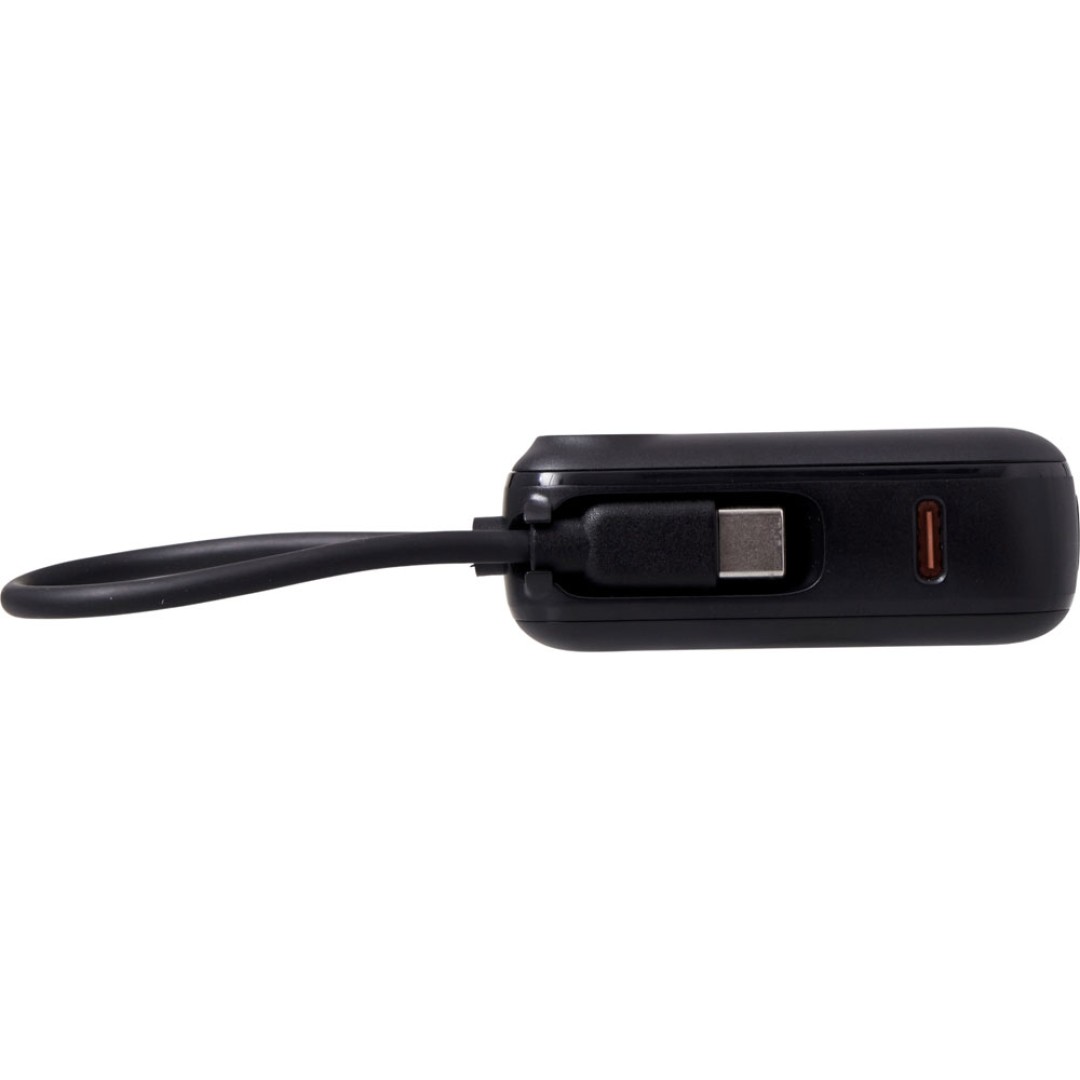 Внешний аккумулятор со встроенным кабелем «Liri», QC/PD, 10000 мАч, черный