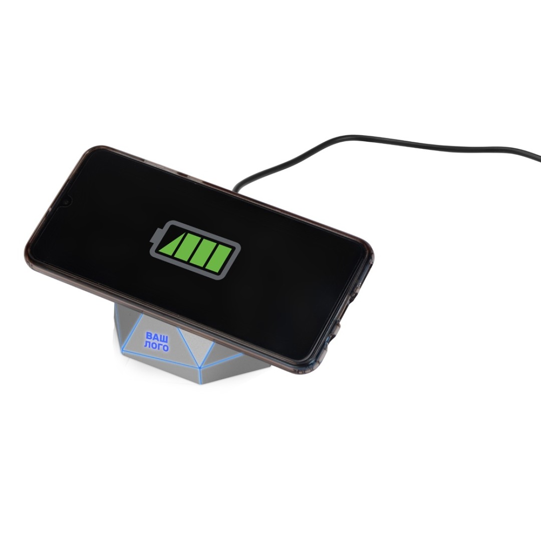 Док-станция «Geo Dock» с быстрой беспроводной зарядкой, серебристый с синей подсветкой. XOOPAR